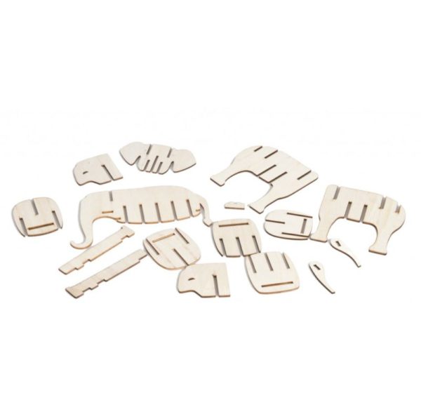 Olifant 3D puzzel en bouwpakket van hout