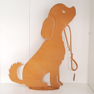 INdustrieel beeld hond metaal roestkleur 50 cm hoog