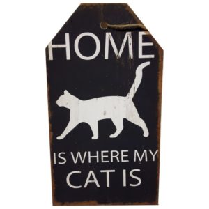 Houten Tekstbord - Home is where my cat is