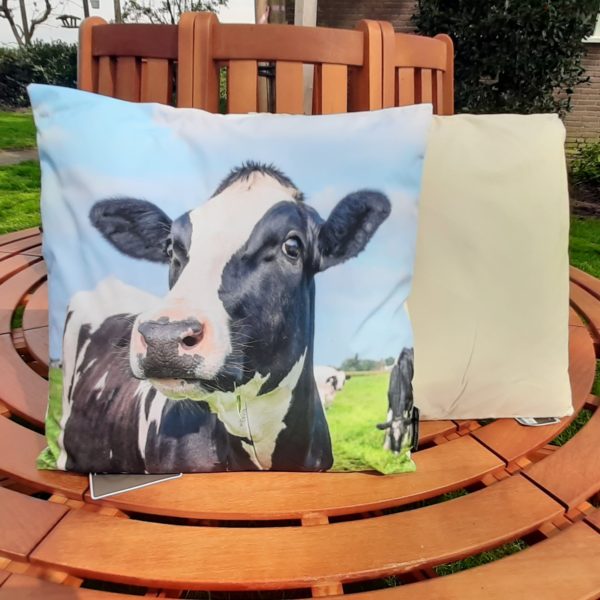 Tuinkussen met zwarte bonte koe - 45x45 cm