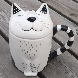 katten mok wit en zwart met 3d deksel