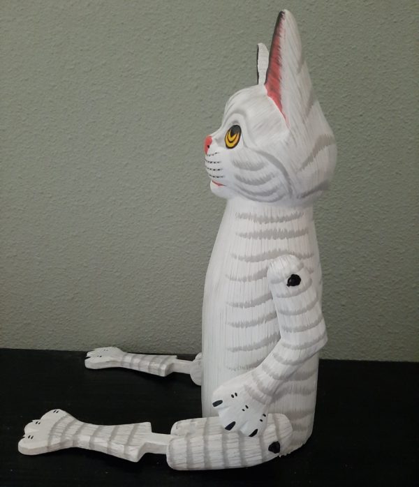 beweegbaar houten beeld kat 24 cm hoog