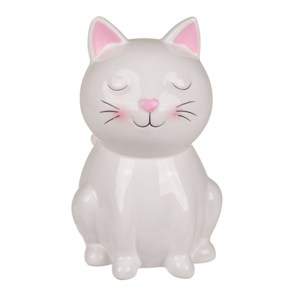 witte glanzende kat spaarpot