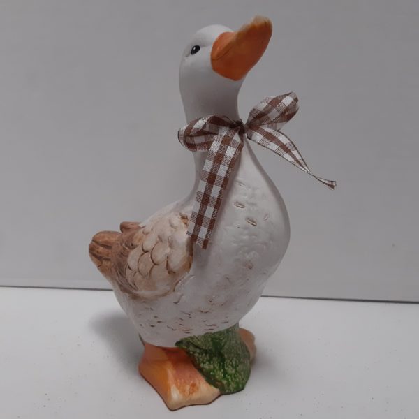 Decoratief eendenbeeldje met geruite strik 