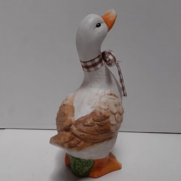 Decoratief eendenbeeldje met geruite strik 