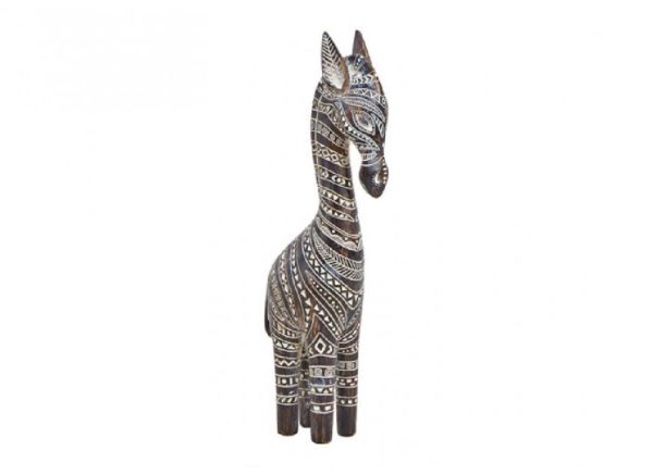 decoratief beeld giraffe in wit en bruin 32cm hoog