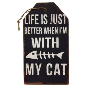 houten tekstbord lavandoux – "life is just better when i'm with my cat