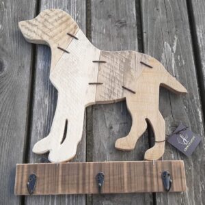 kapstok hond van hout met 3 haken