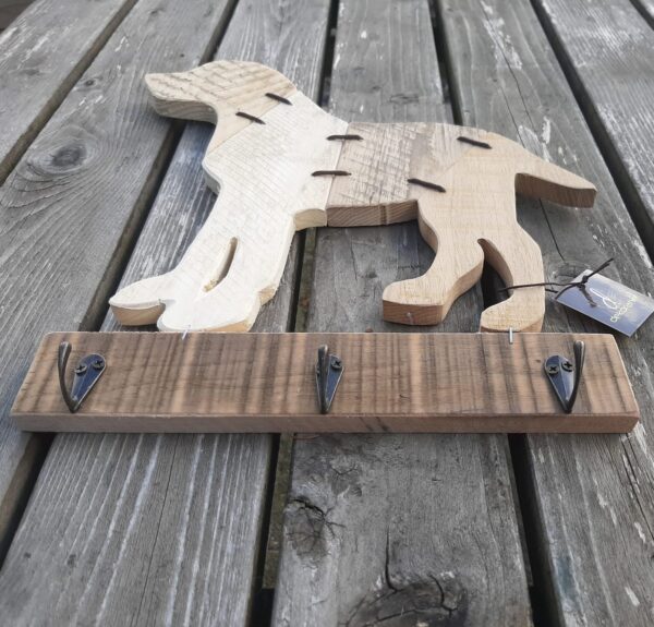 kapstok hond van hout met 3 haken