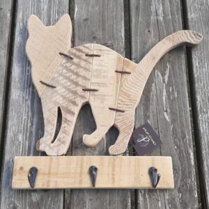 kapstok kat van hout met 3 haken