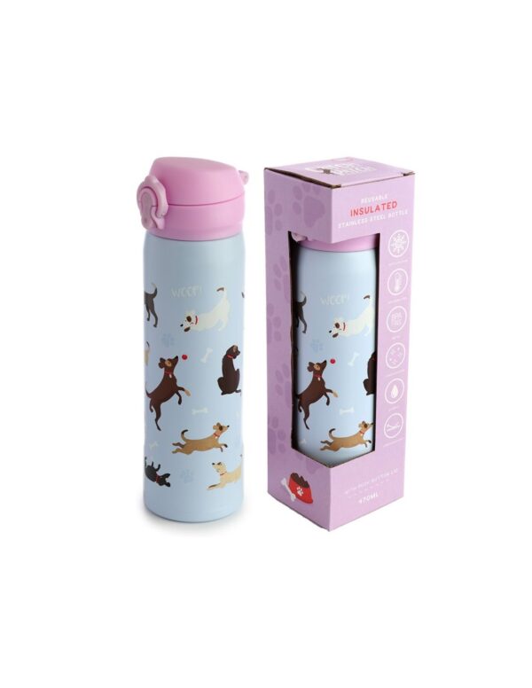 rvs thermosfles met hondenprint – houdt dranken warm of koud