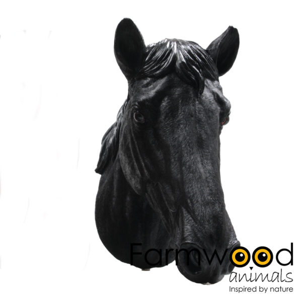wanddecoratie paardenhoofd zwart – realistisch polyresin beeld