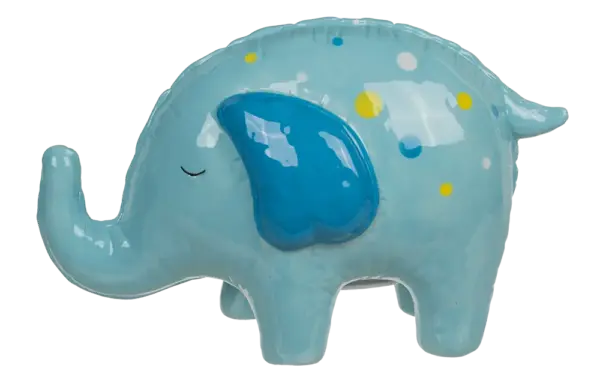 spaarpot olifant blauw met stippen – keramiek
