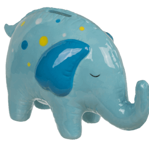 spaarpot olifant blauw met stippen – keramiek
