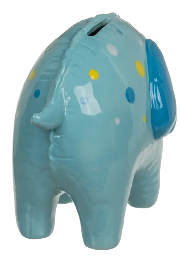 spaarpot olifant blauw met stippen – keramiek