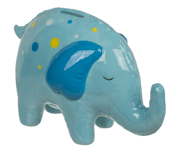 spaarpot olifant blauw met stippen – keramiek